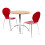 (Red) Kimberley Dining Set - Natural and Chrome Small 80cm Round Table With 2 Stacking Chairs 1
