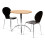 (Black) Kimberley Dining Set - Natural and Chrome Small 80cm Round Table With 2 Stacking Chairs 1