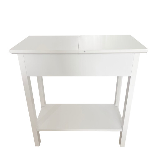 Etroite table d'appoint pour canapé avec étagère de rangement Blanc 1