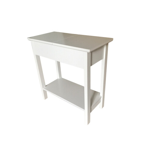 Etroite table d'appoint pour canapé avec étagère de rangement Blanc 2
