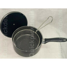 20cm 8" Non Stick Chip Pan Deep Fat Fryer Cooking Basket With Lid