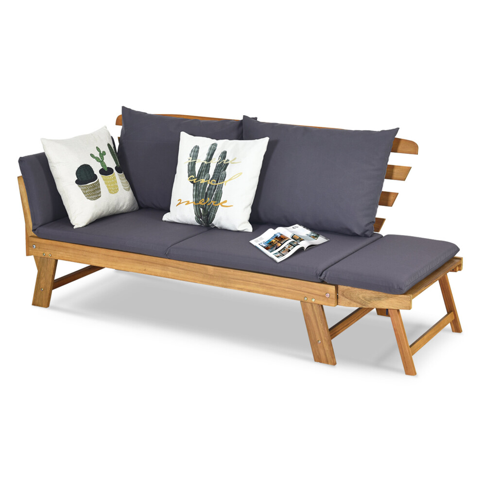 Outdoor Daybed w/Cushion Patio Convertible Couch Sofa Bed w/Armrest