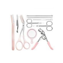 10Pcs Eyebrow Vibrassa Scissor- Pink