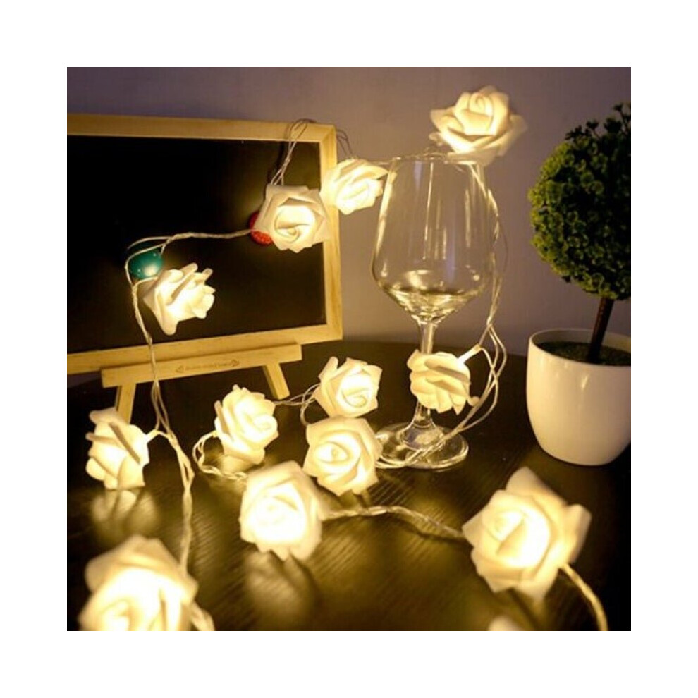 Usb Plug-In Rose Flower Decoration String Lights Led Lamp- Crystal Cream