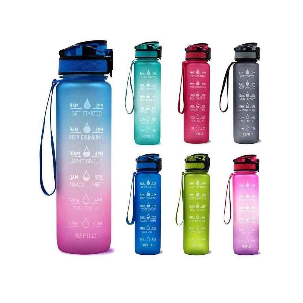 Drink Bottles 1L Leakproof Drinking Water Bottle Outdoor Bpa Free With Time Marker Sport Bottle