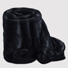 (Black, King) Fleece Blanket Large Sofa Throw Mink Double & King