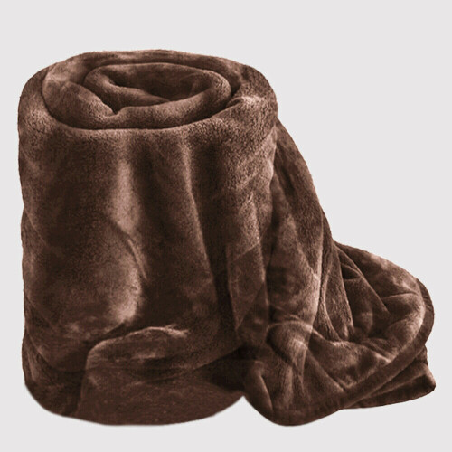 (Coffee, Double) Fleece Blanket Large Sofa Throw Mink Double & King