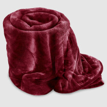 (Burgundy, King) Fleece Blanket Large Sofa Throw Mink Double & King