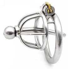 Male Chastity Device with Ultra Short Cage, Removable Urethral Tube, Comfort Style Back Ring