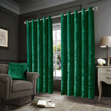 (Green, 46" x 54" (116cm x 137cm)) Crushed Velvet Blackout Curtains Eyelet Ring Top Readymade Drapes