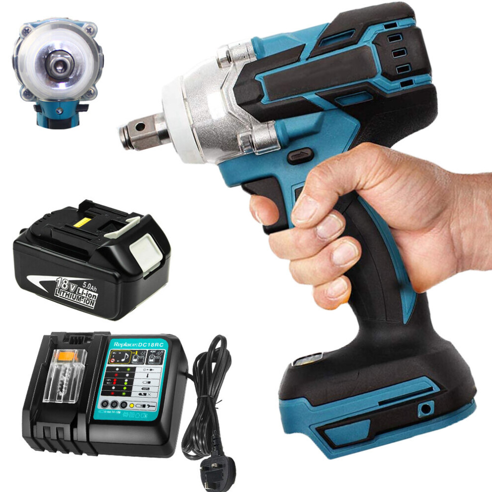 Impact Wrench Driver 1/2"+5A Battery+Charger-Makita Battery Compatible