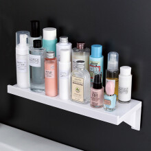 Self-Adhesive Floating Shelf Shower Caddy - No-Drill Wall-Mounted Bathroom Organizer, White Plastic (38 x 14 x 9 cm)