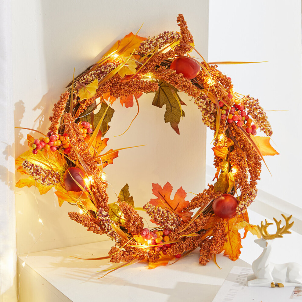 Living And Home 50Cm Christmas Halloween Artificial Wreath Autumn Maple Leaf Garland