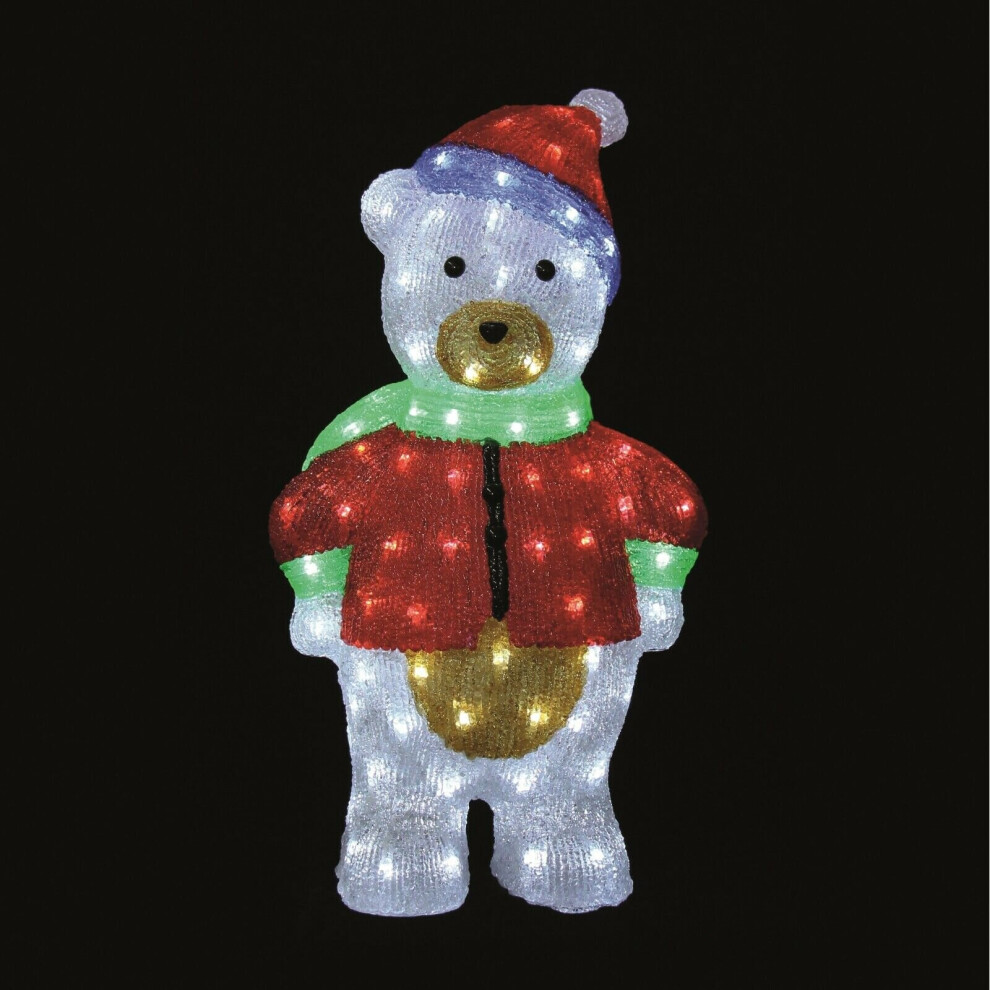 Christmas Decorations 60cm Acrylic Dressed Bear 120 Ice White LED