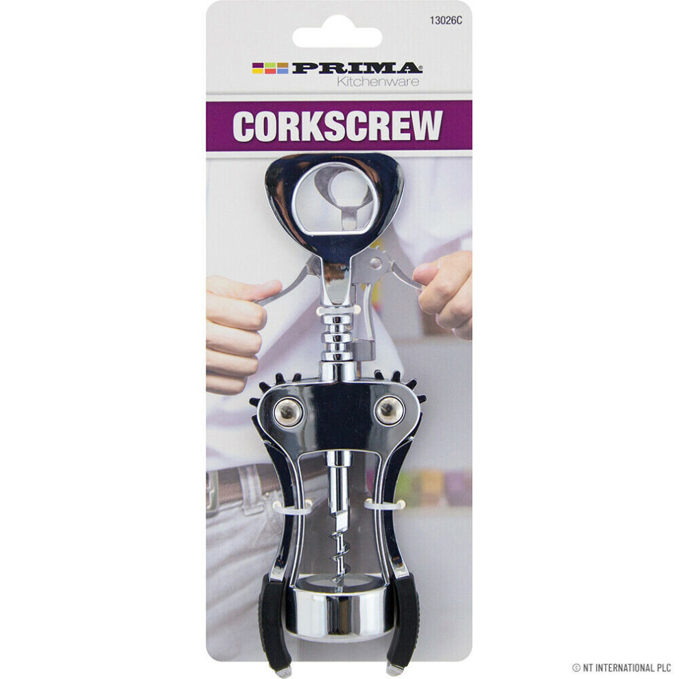 NEW CHROME CORKSCREW AND BOTTLE OPENER WITH LEAVERS KITCHEN WINE BEER