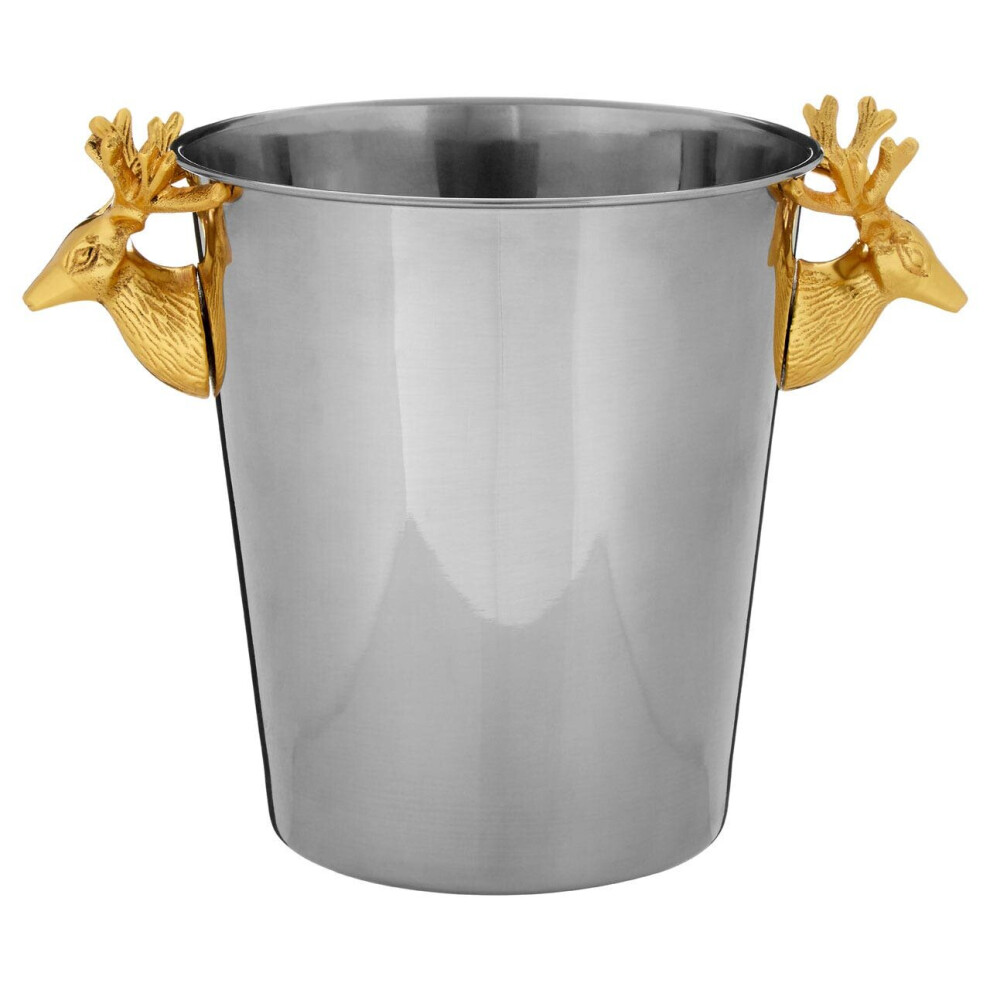 Premier Housewares Wine Cooler Silver Drinks Cooler Stainless Steel Wine Bottle Cooler Champagne Buckets With Handles Wine Cooler Bucket 21 x 21 x 21