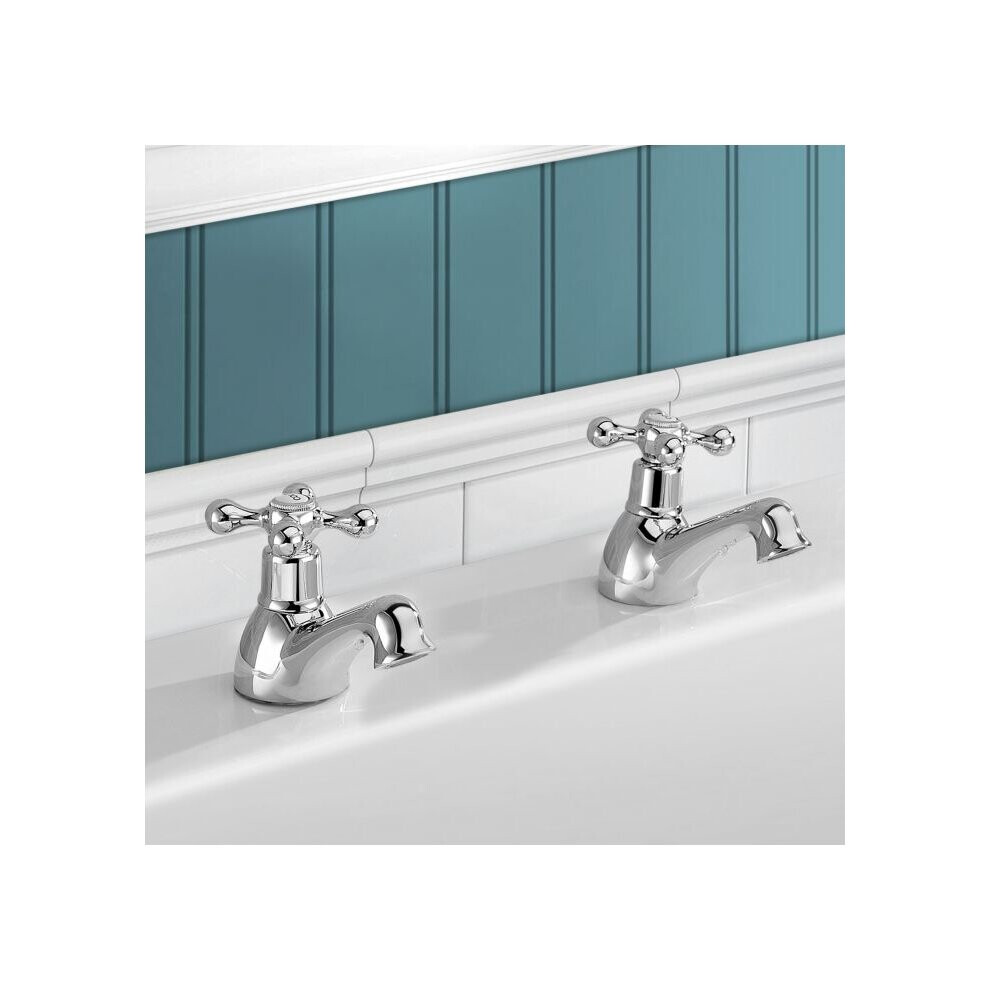 Victorian Traditional Hot And Cold Twin Bath Taps 5060574219395