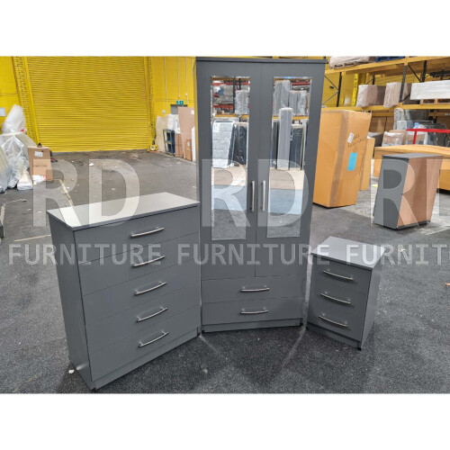 RD Furniture Ready-Assembled Wardrobe, Chest & Bedside Set 1