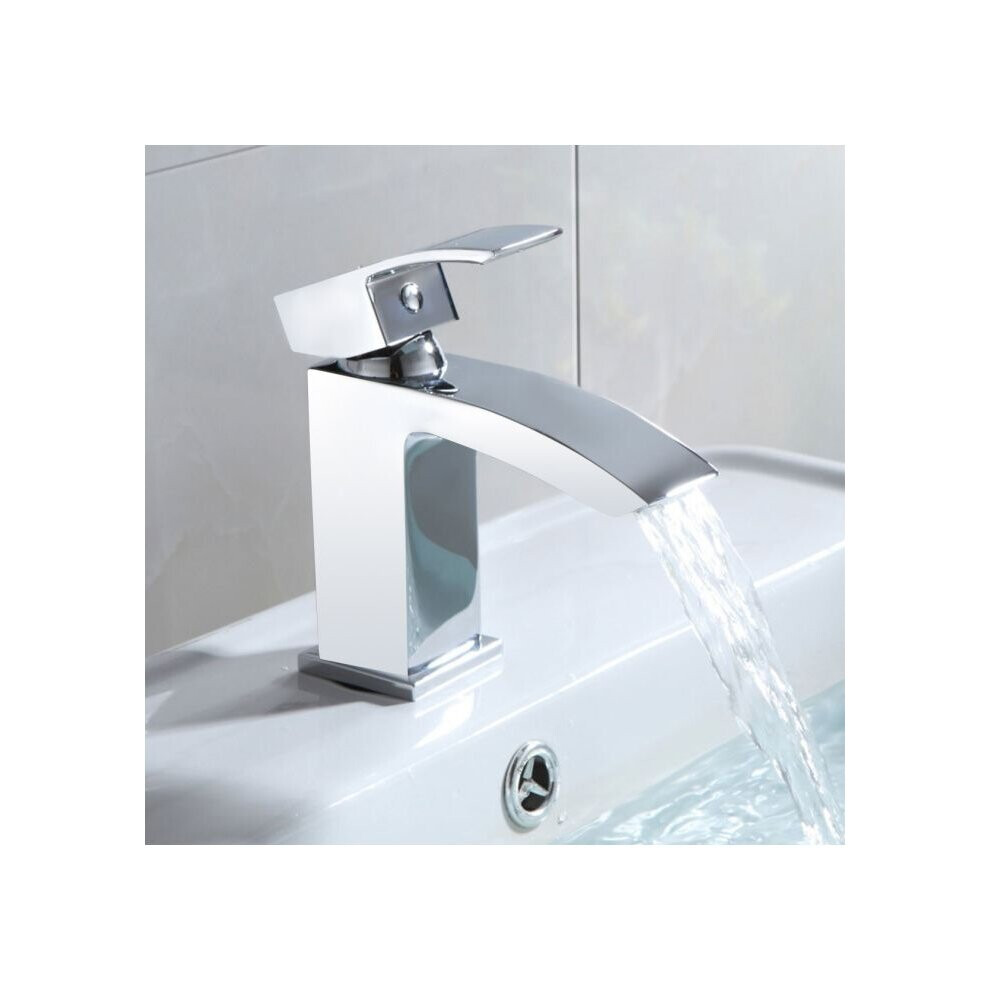 Modern Chrome Bathroom Waterfall Basin Mono Mixer Tap