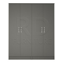 Ready assembled Classic 4 Door Wardrobe Grey