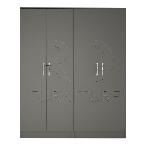 RD Furniture Ready assembled Classic 4 Door Wardrobe Grey