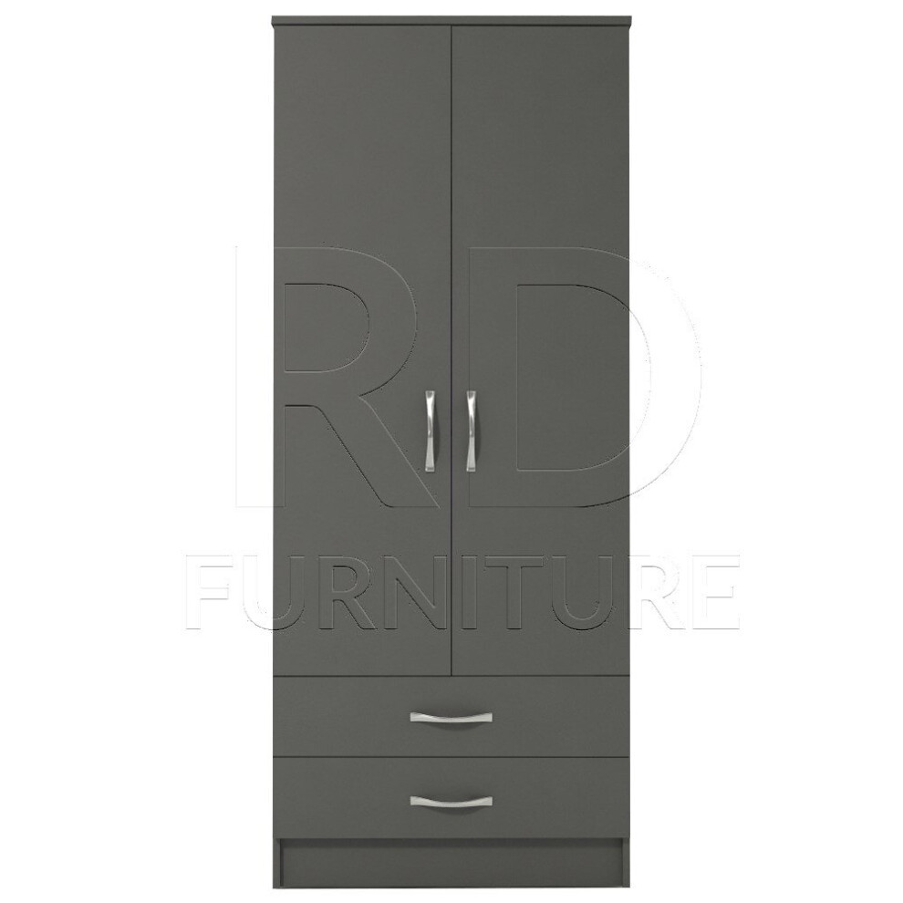 Ready assembled Classic 2 Door 2 Drawer Wardrobe Grey
