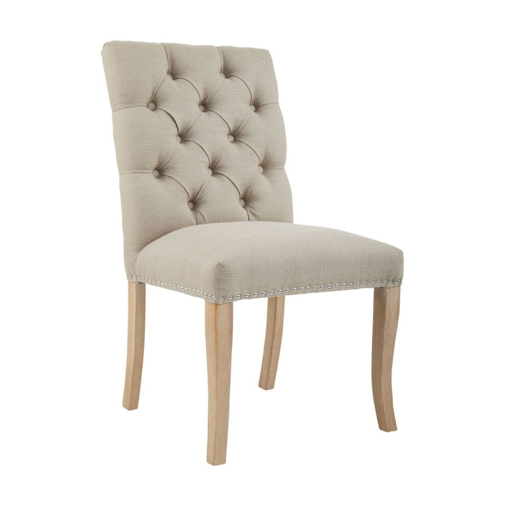 Premier Housewares Dining Chair Button Tufted Bedroom Chairs Rubberwood Chairs For Bedroom Living Room Chairs With Padded Seat Grey Chair 62 X 97 X 56