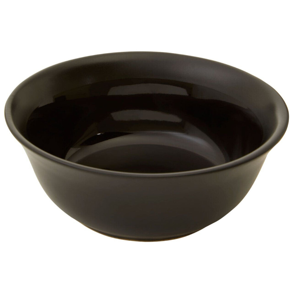 Premier Housewares Medium Stoneware Bowl,Matte Bowl With Glazed Interior,Serving Bowl, Perfect For Everyday Use Black