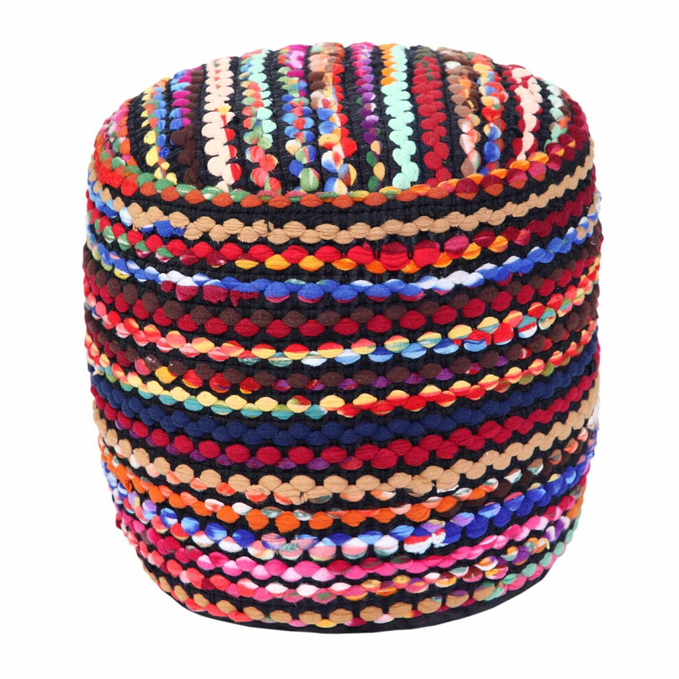 (45 x 40 cm) Multi Coloured Folk Woven Bean Filled Pouffe