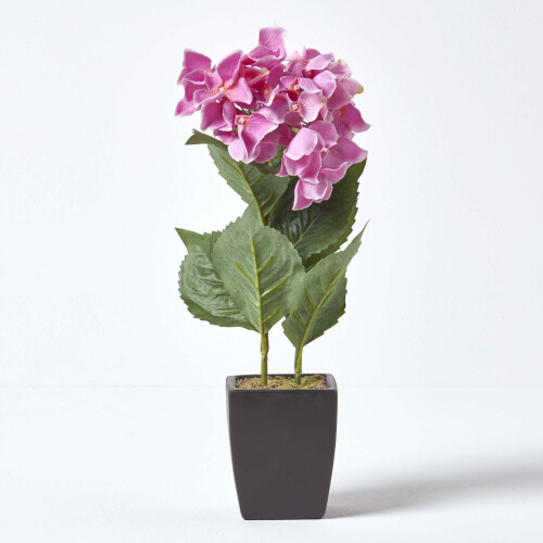 Homescapes (Pink) Artificial Hydrangea Flower in Cream Pot, 38 cm Tall 1