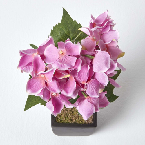 Homescapes (Pink) Artificial Hydrangea Flower in Cream Pot, 38 cm Tall 2