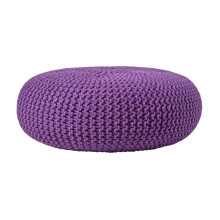 (Purple) Knitted Cotton Large Round Pouffe Footstool 70 x 23 cm