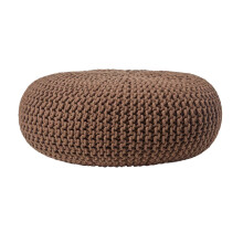 (Chocolate) Knitted Cotton Large Round Pouffe Footstool 70 x 23 cm