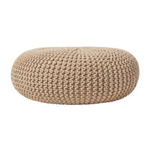 (Linen) Knitted Cotton Large Round Pouffe Footstool 70 x 23 cm