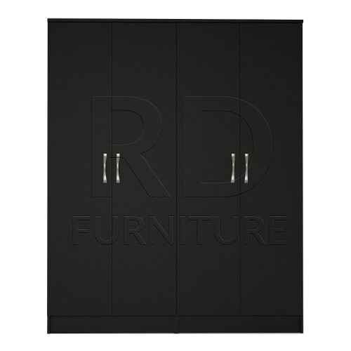 RD Furniture Ready assembled Classic 4 Door Wardrobe Black