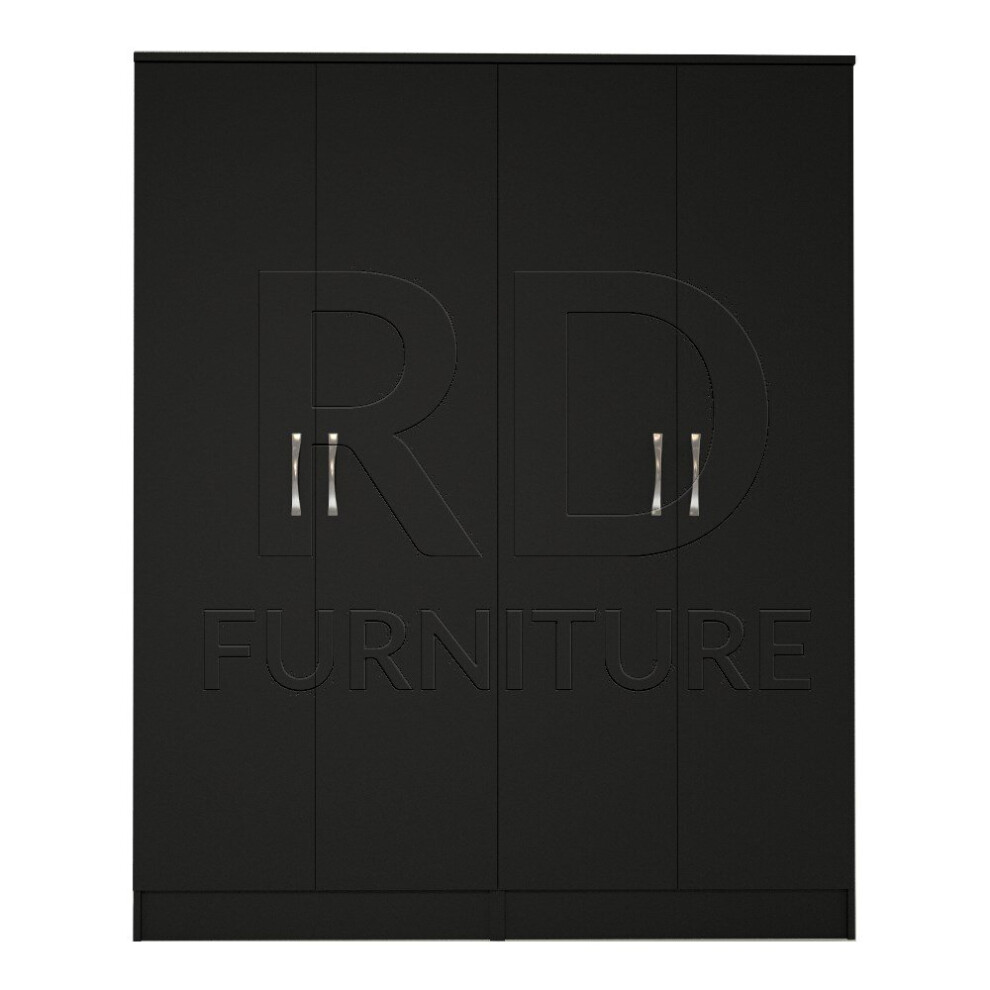 Ready assembled Classic 4 Door Wardrobe Black-image-OPC-P8FKPYR-NEW
