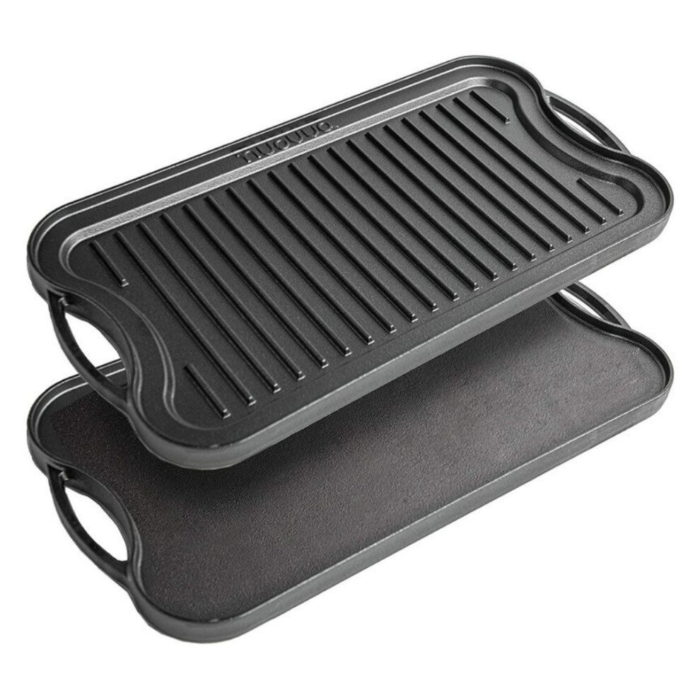 Pre-Seasoned Cast Iron Griddle Tray - Double Sided