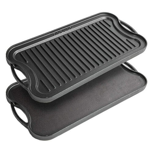 Pre-Seasoned Cast Iron Griddle Tray - Double Sided 1
