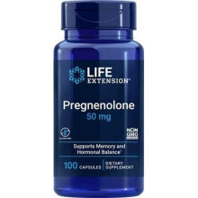 Life Extension Pregnenolone 50 mg, 100 Capsules - Supports Memory & Hormonal Balance, Gluten-Free, Non-GMO