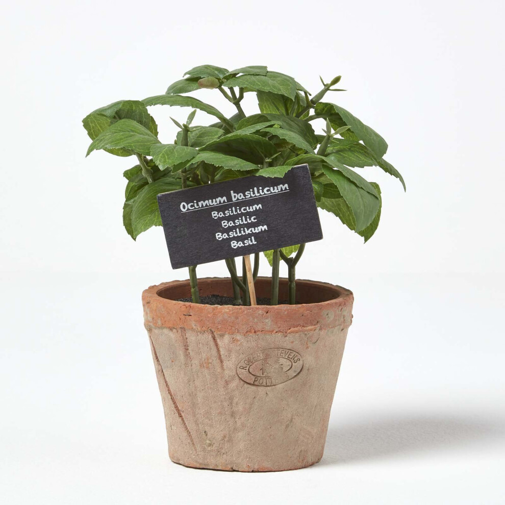 Homescapes Artificial Basil Plant In Decorative Pot
