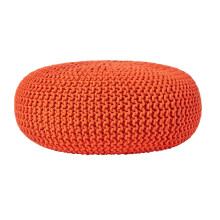 (Burnt Orange) Knitted Cotton Large Round Pouffe Footstool 70 x 23 cm