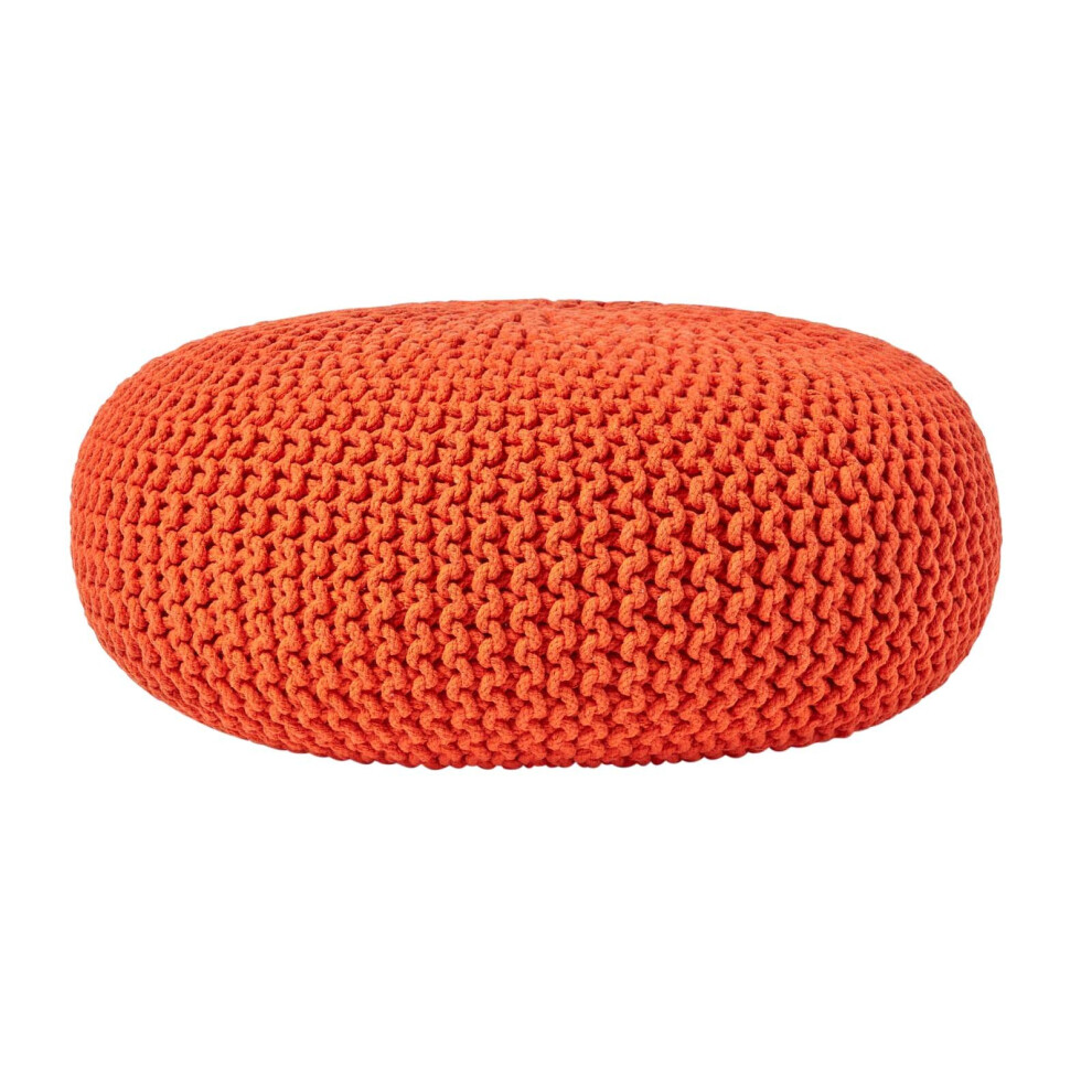 (Burnt Orange) Knitted Cotton Large Round Pouffe Footstool 70 x 23 cm-image-OPC-P8FKPXN-NEW