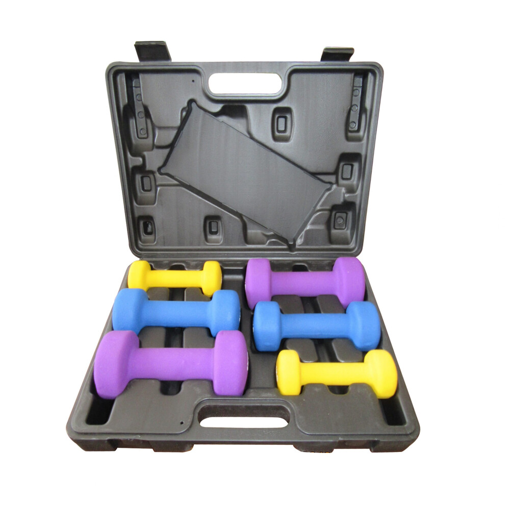 Neoprene Dumbbell Set Ladies Hand Weights with Carry Case 12kg