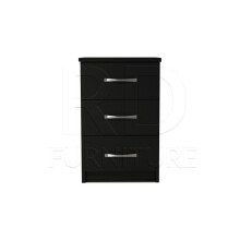 Ready assembled Classic 3 Drawer Bedside Black