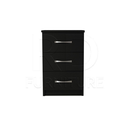 RD Furniture Ready assembled Classic 3 Drawer Bedside Black