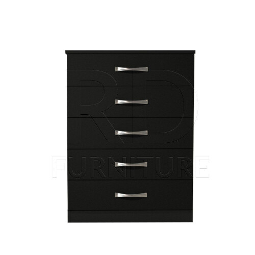 RD Furniture Ready assembled Classic 5 Drawer Chest Black