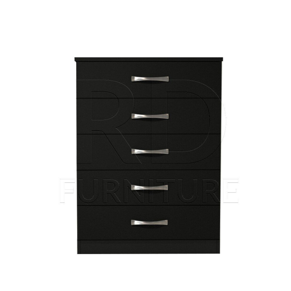 Ready assembled Classic 5 Drawer Chest Black