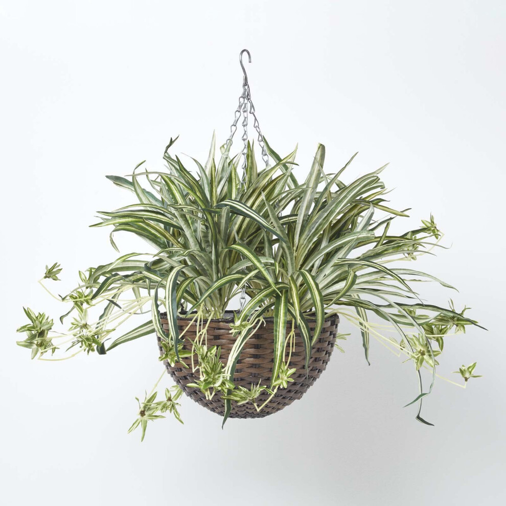 Homescapes Artificial Hanging Basket Spider Plant, 60 Cm Green