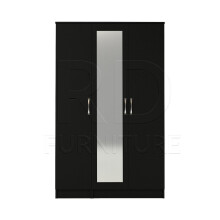 Ready assembled Classic 3 Door Mirrored Wardrobe Black