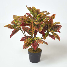 (Red) Rushfoil' Artificial Croton Plant with Pot, 65 cm